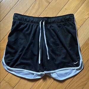 Nike Black and White Athletic Shorts with Scalloped Hem